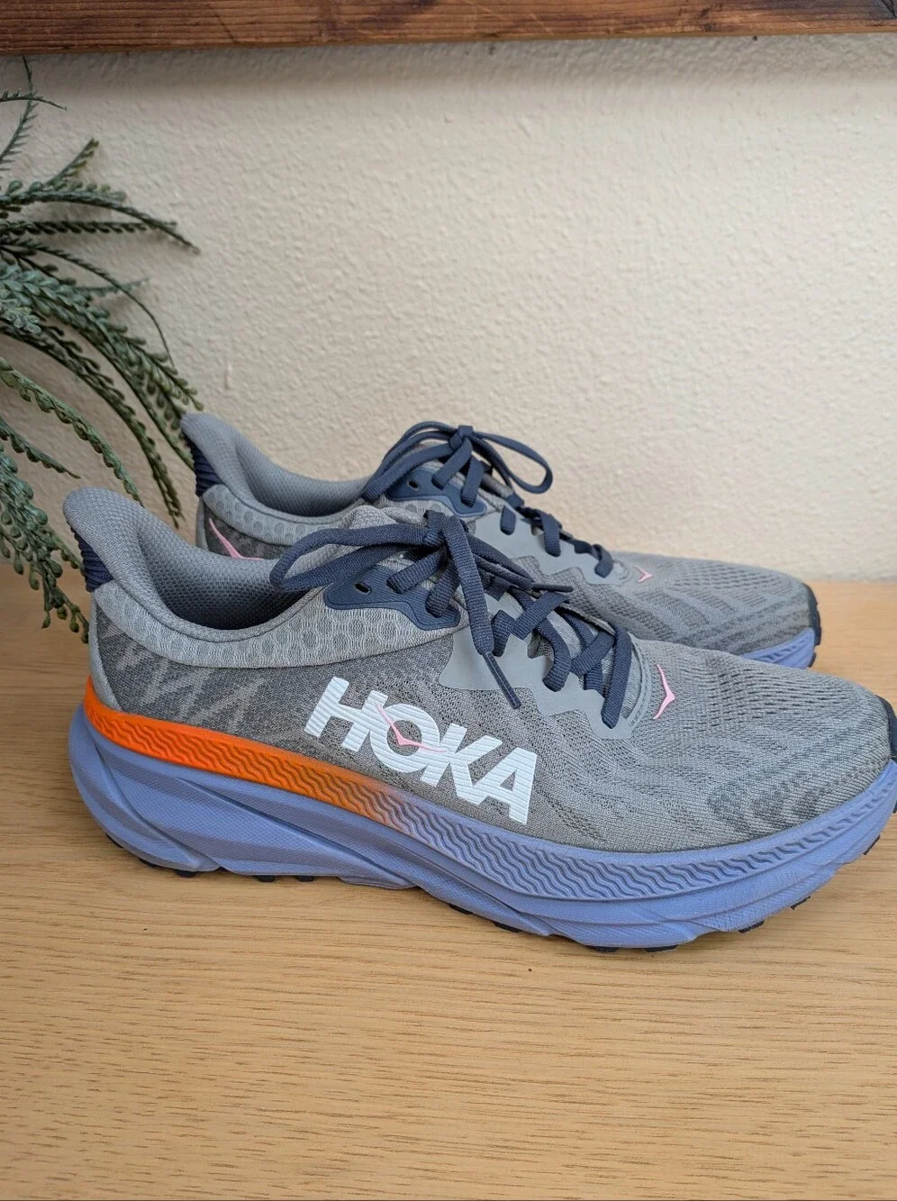 Hoka Challenger ATR 7 Galactic Grey Wild Indigo Active Running Shoes Size 9.5